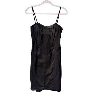 Nicole‎ Miller Collection Dress Black Spaghetti Strap Satin Short Corset Size 6